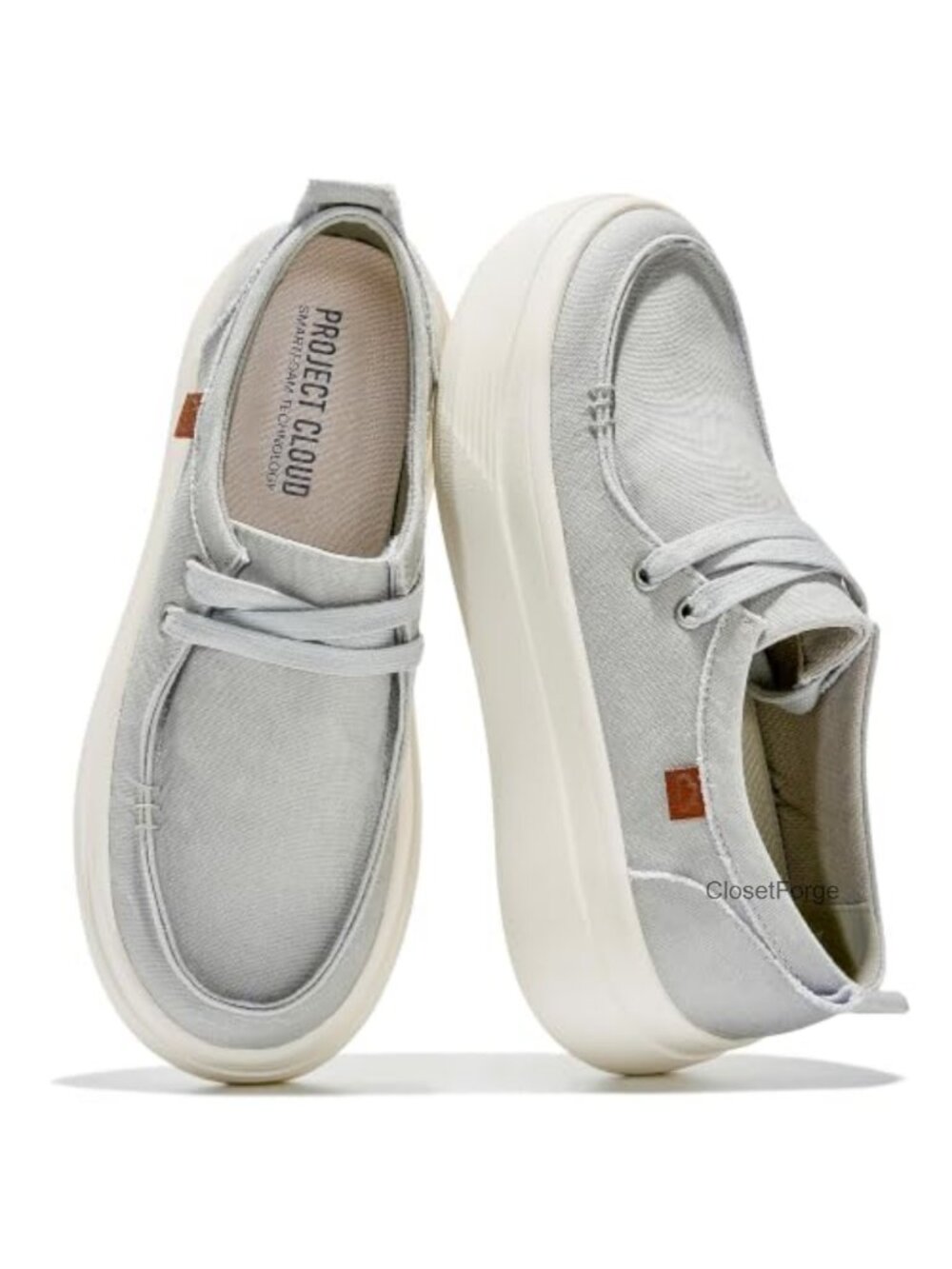 Women's Canvas Platform Loafers Slip On Boat Shoes Chunky Sneakers